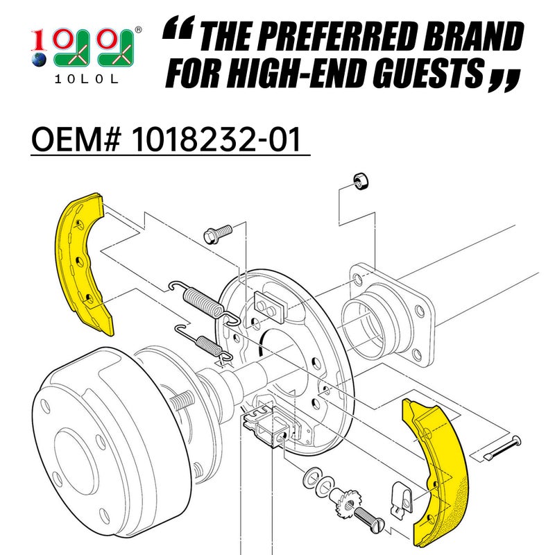9.99WORLD MALL Golf Cart Brake Shoes for Club Car DS 1995-up,Club Car Precedent 2004 up,Yamaha G1 G2 G8 G9 Golf Cart, EZGO 1986.5-1996 OEM# 1018232-01 (2 Short, 2 Long) - Image 2